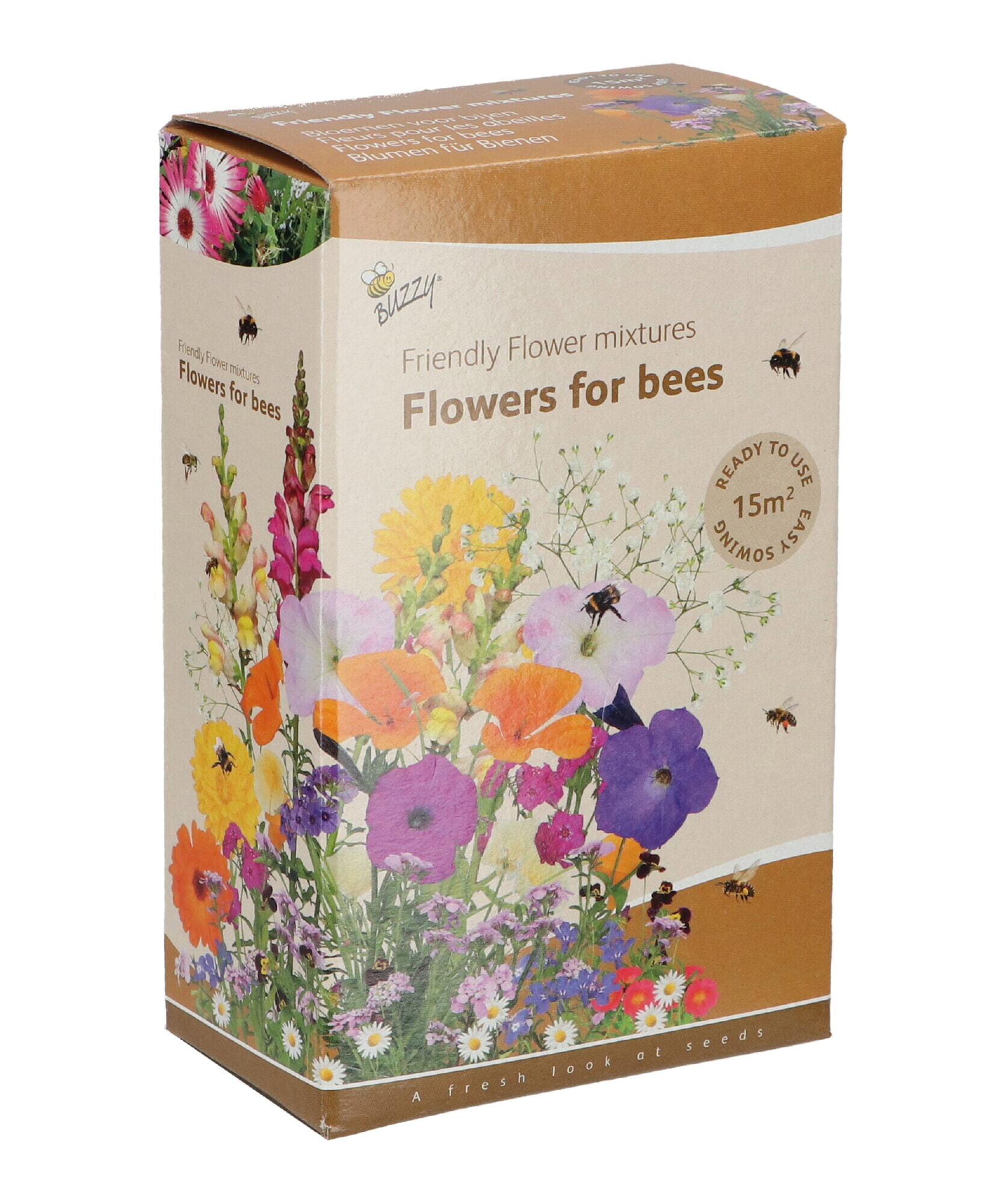 Buzzy® Strooidoosje Friendly Flowers Bijen Laag 15m²