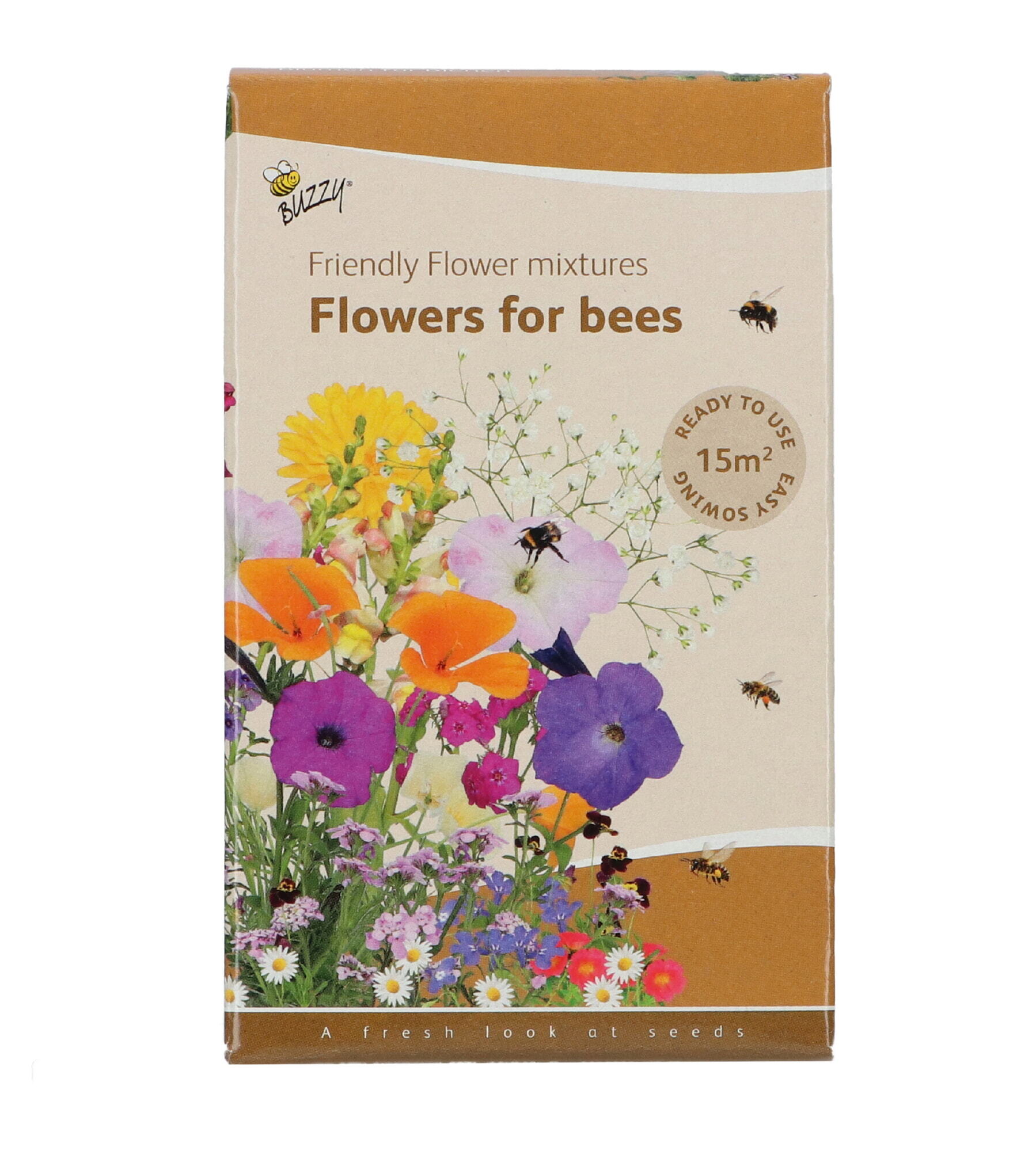 Buzzy® Strooidoosje Friendly Flowers Bijen Laag 15m²