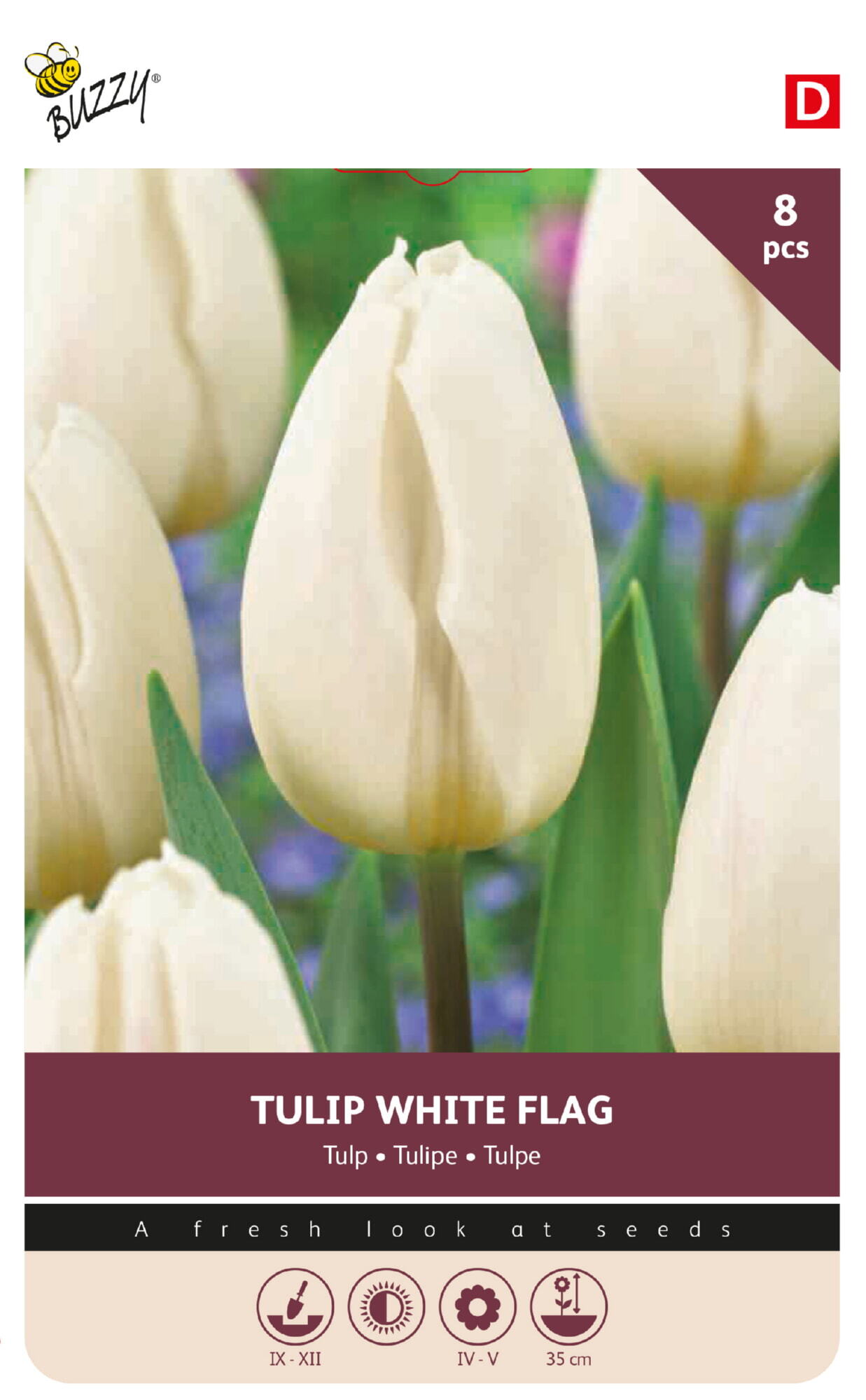 Buzzy® Bulbs Tulip White Flag 11/12  8pcs.