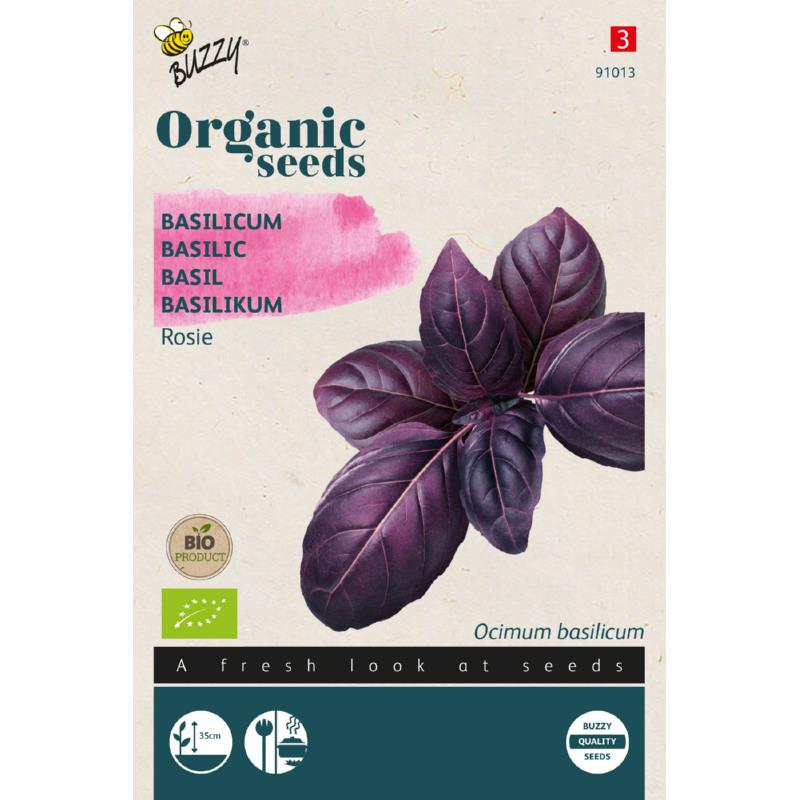 Tuinbeurzen organische zaden basilicum rosie